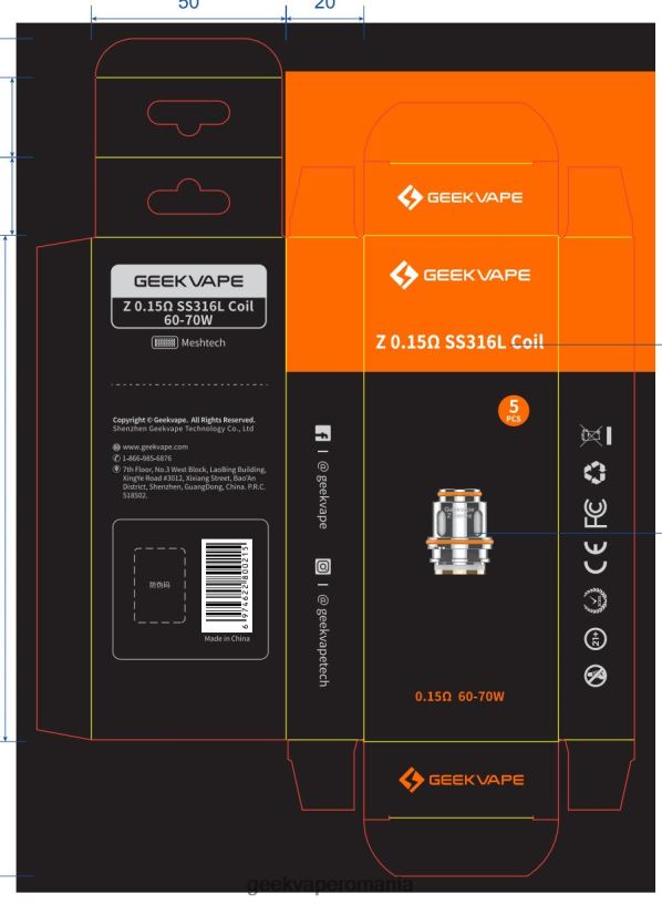 GeekVape Official Store - GeekVape 5 buc/pachet bobină seria z z0,15 ohmi ss316l 868JF87